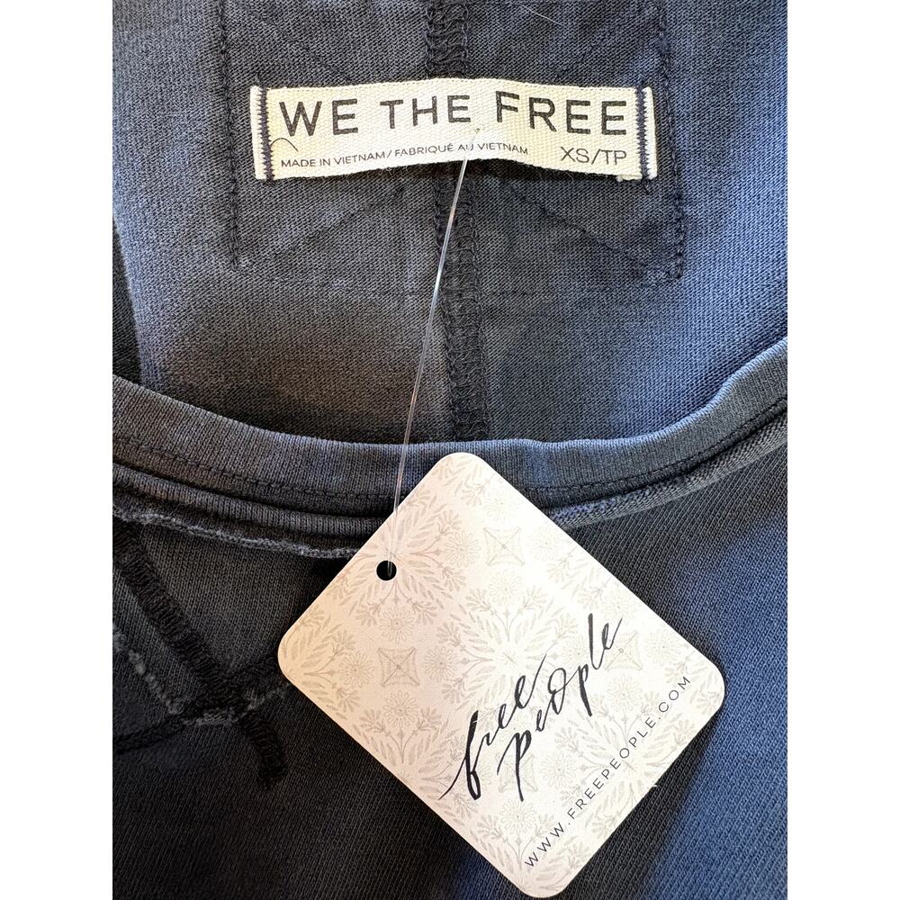 NWT Free People We The Free Hialeah Tank Top Black Distressed Swing Tee XS - Picture 5 of 6